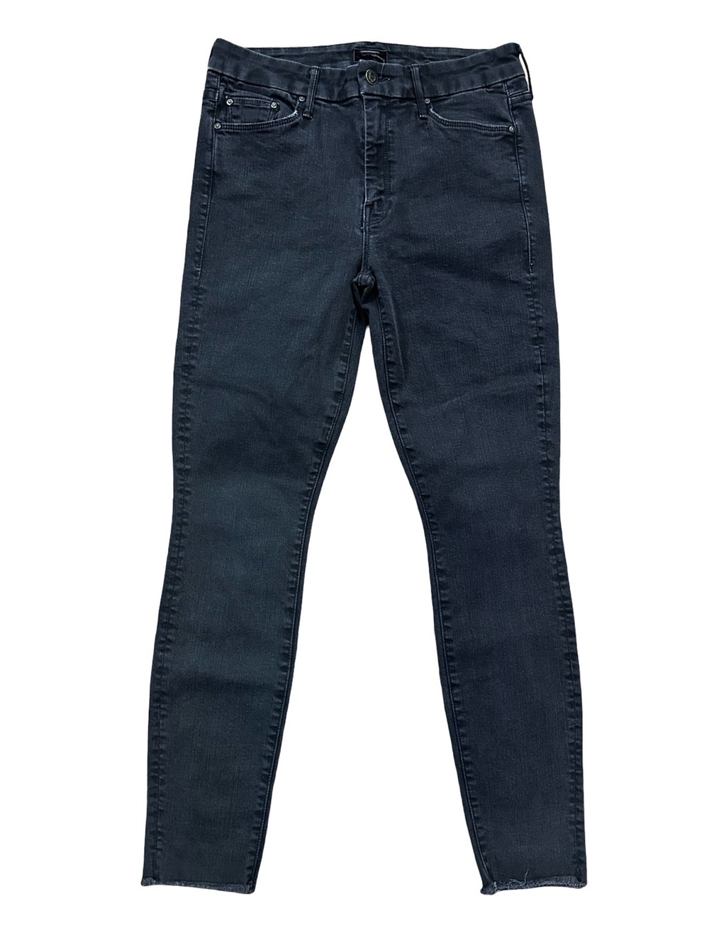 MOTHER The Looker Ankle Fray Black Denim Jeans Size 29 Not Guilty Skinny